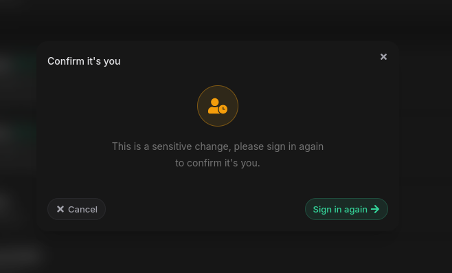 Confirm it's you dialog