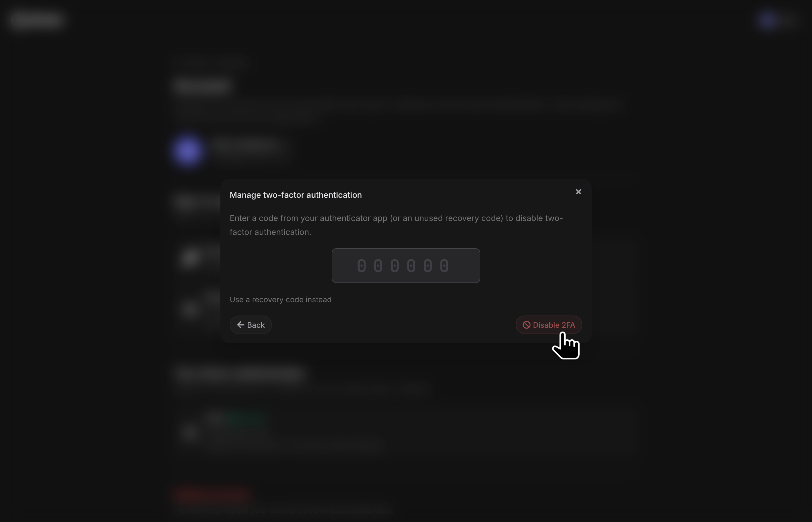 Disable two-factor authentication