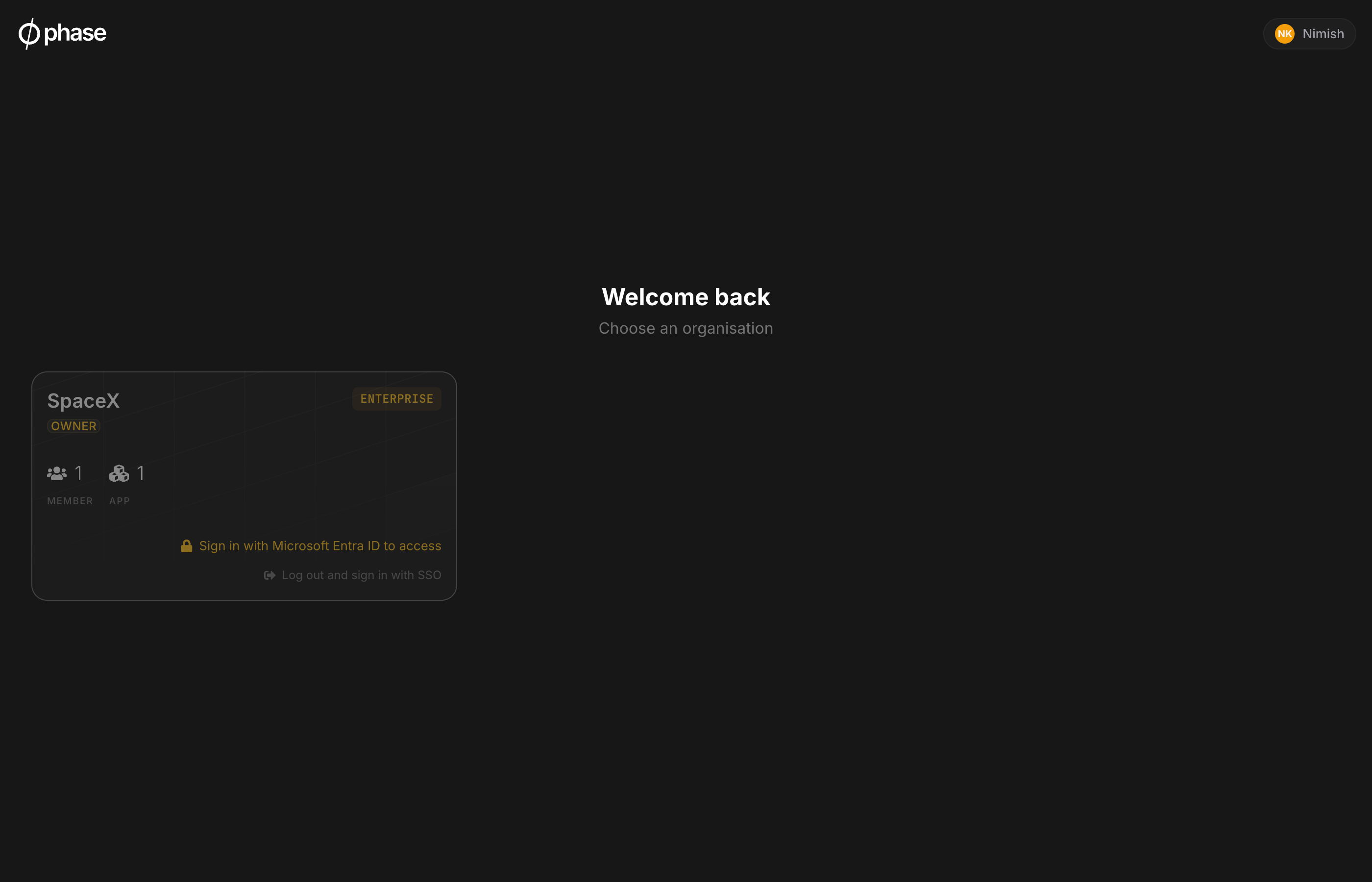 Lobby — organisation locked behind SSO