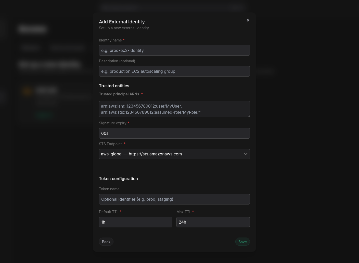 configure new identity