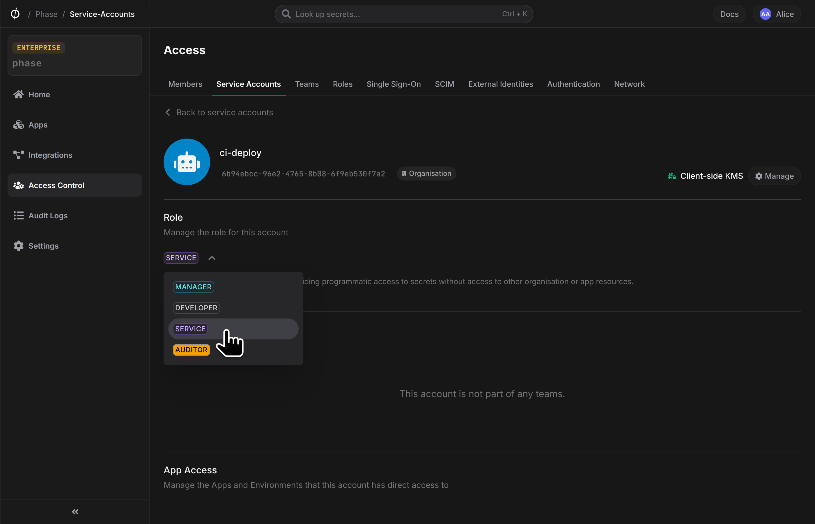 Update service account role