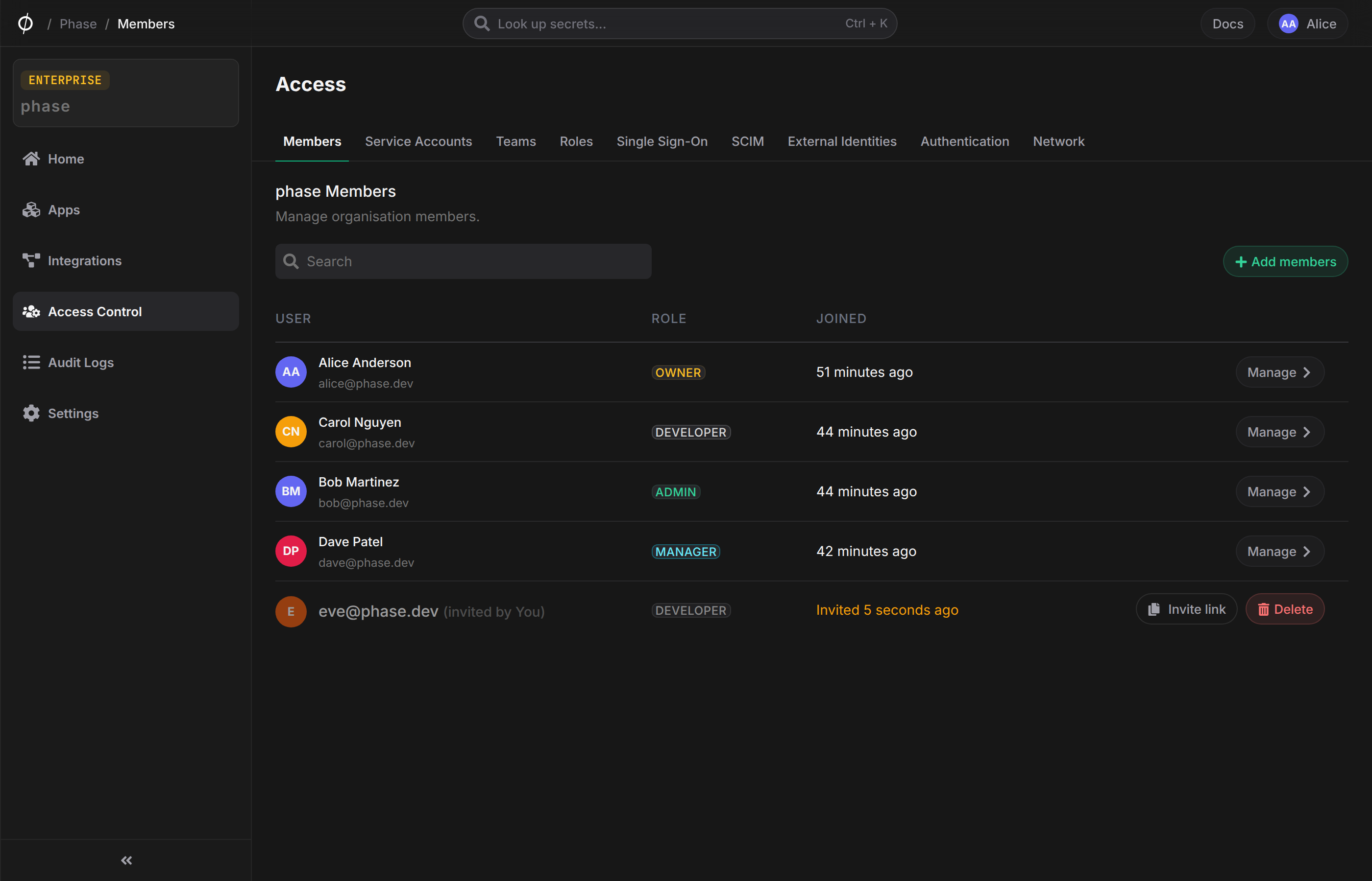 Pending invites