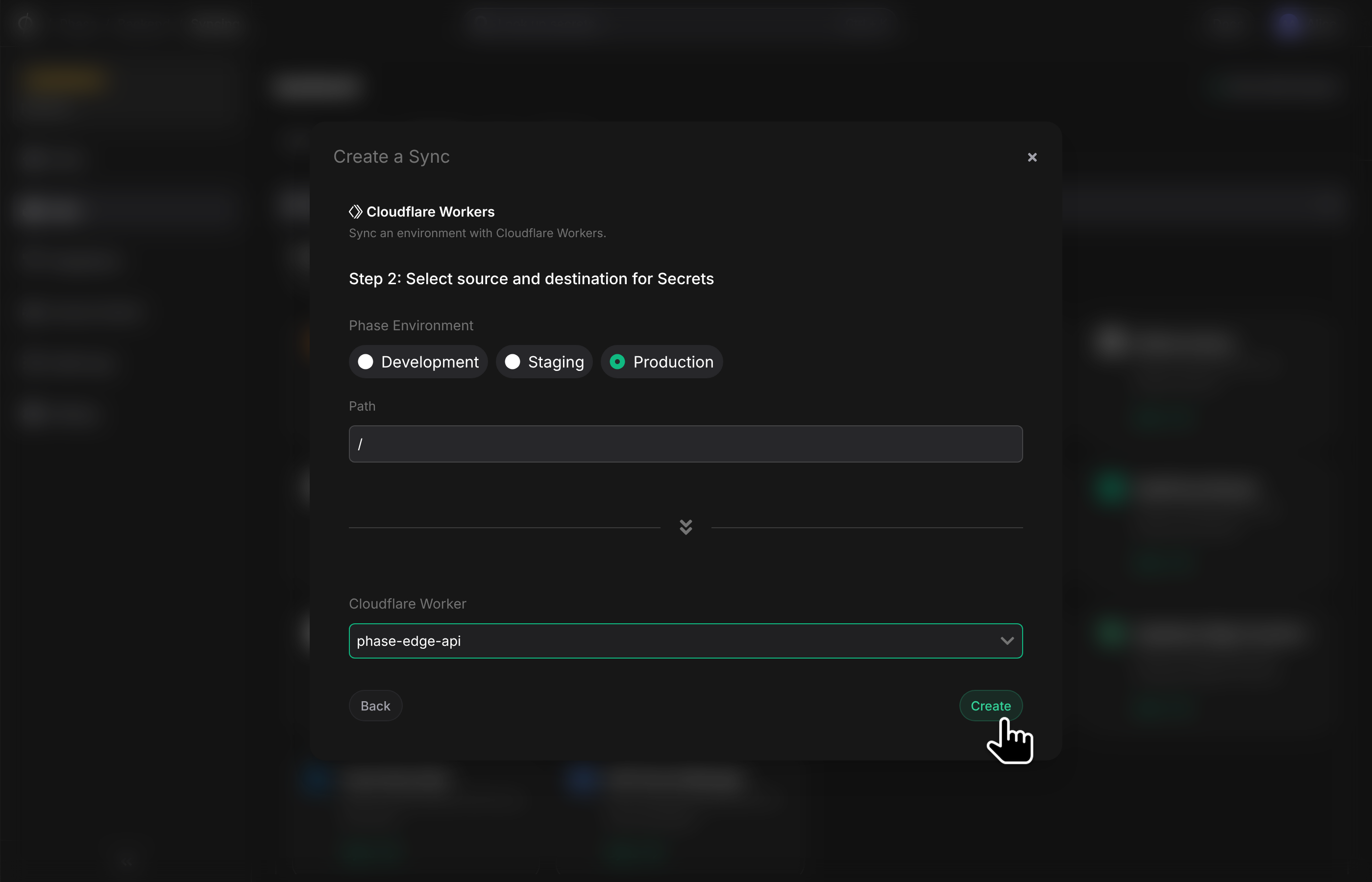 Choose sync source and destination