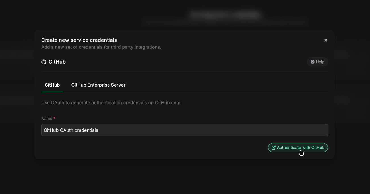 Add GitHub.com credentials