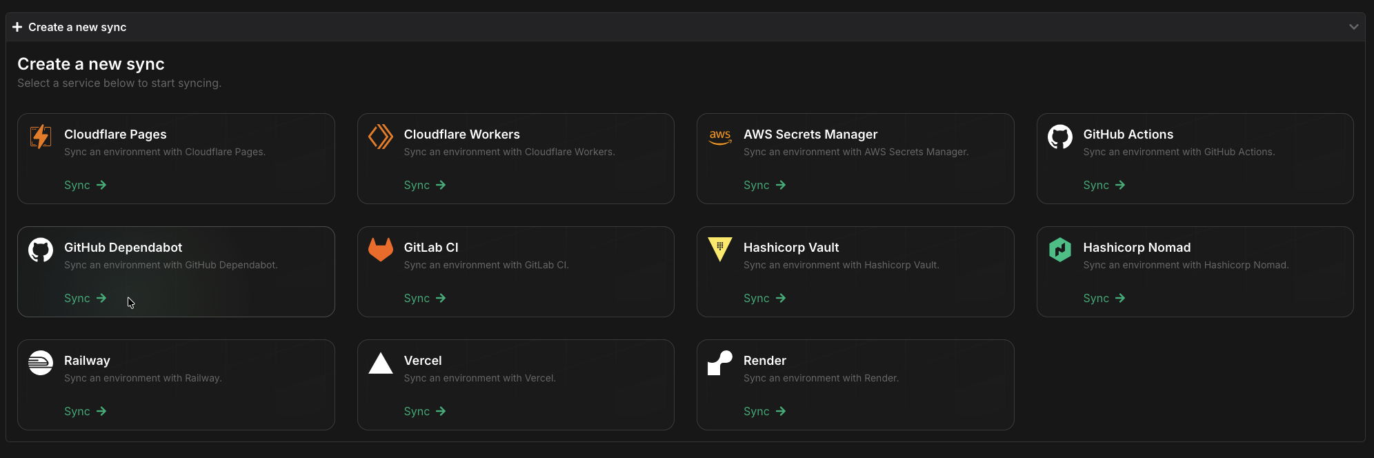 Create a new sync button