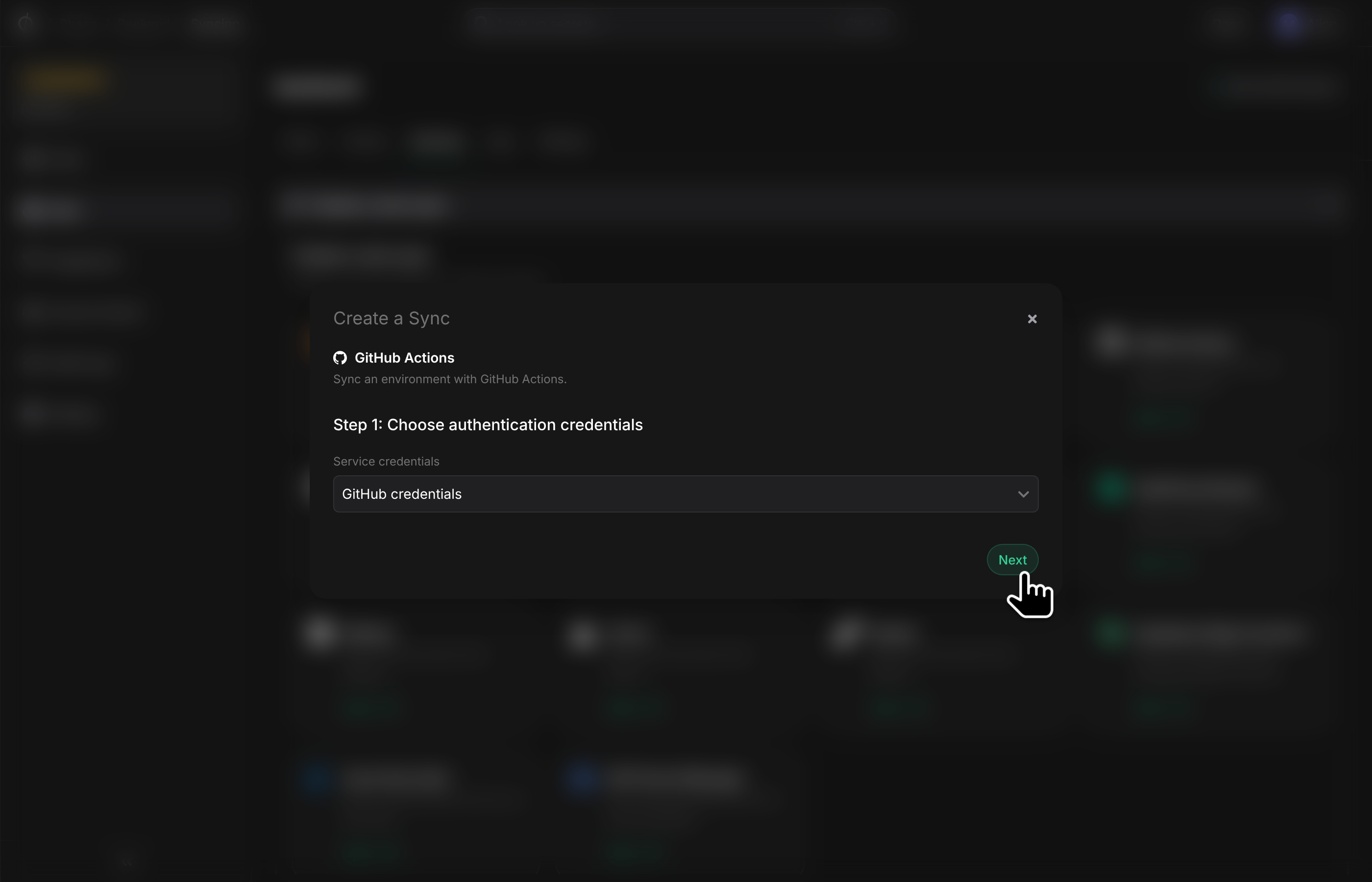 Choose sync authentication credentials