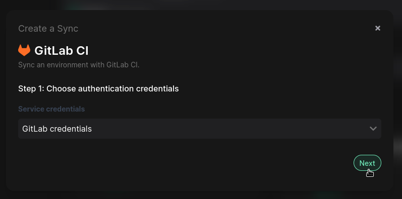 Choose sync authentication credentials