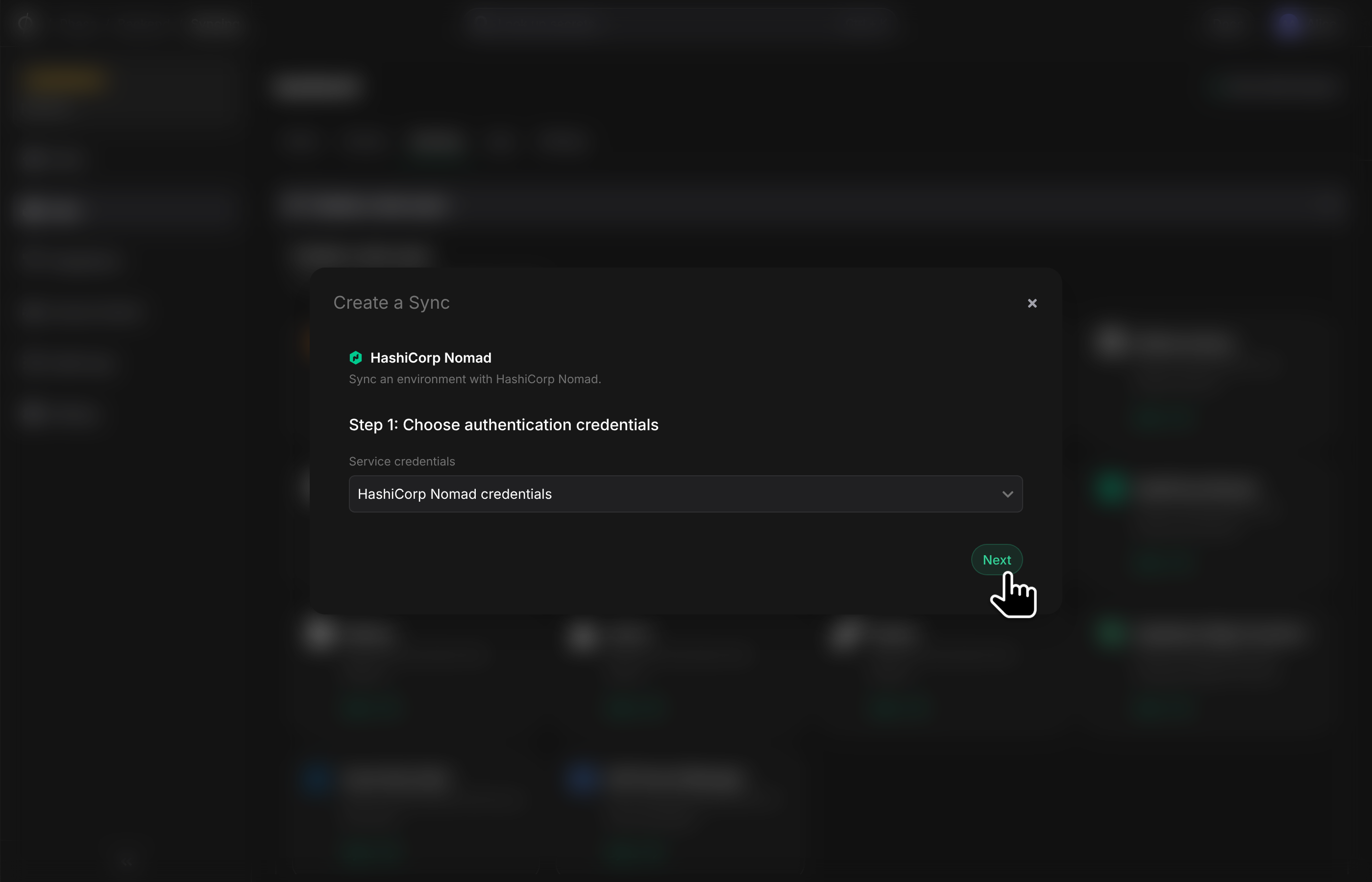 Nomad select credentials