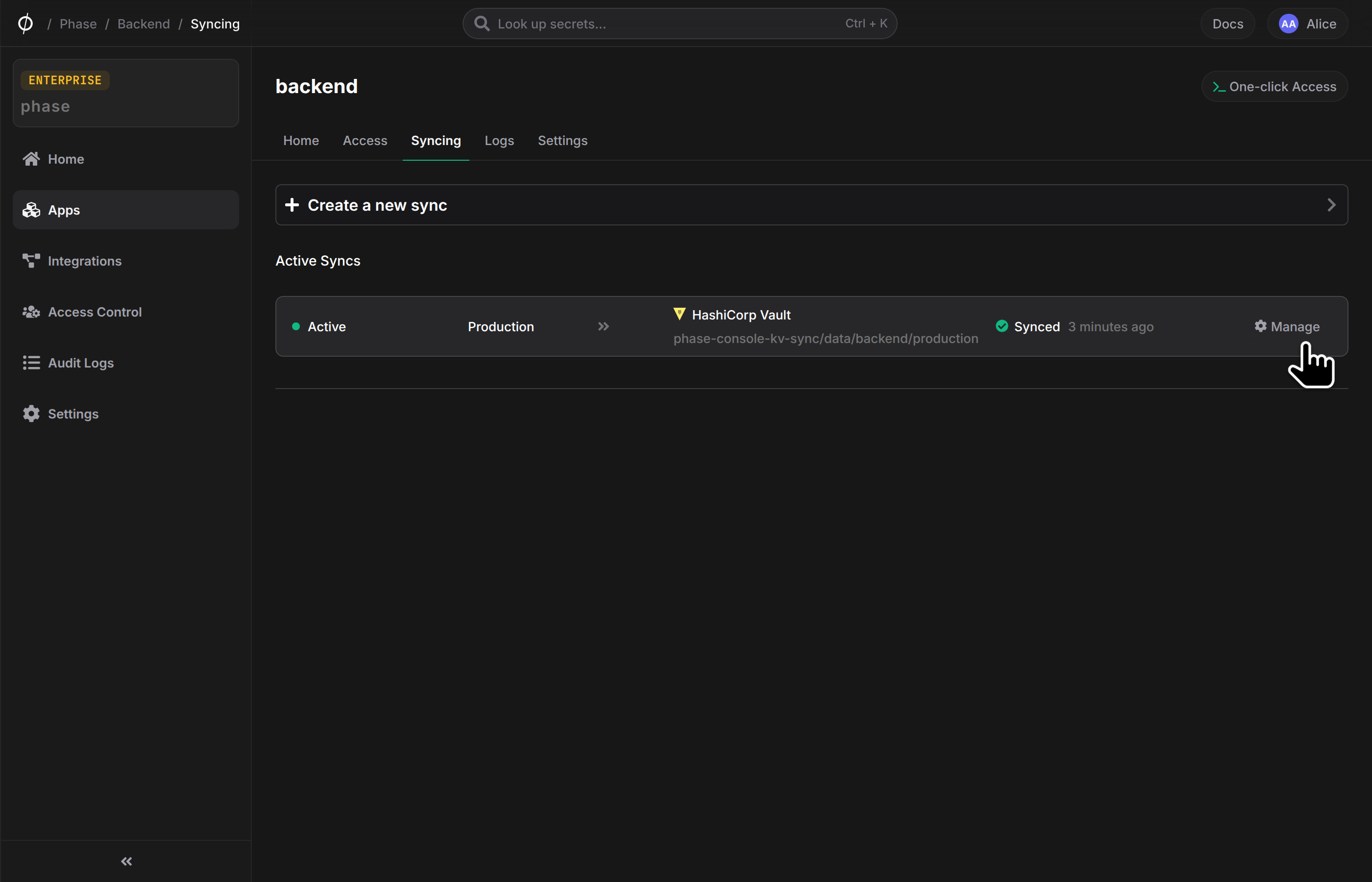 HashiCorp Vault sync card