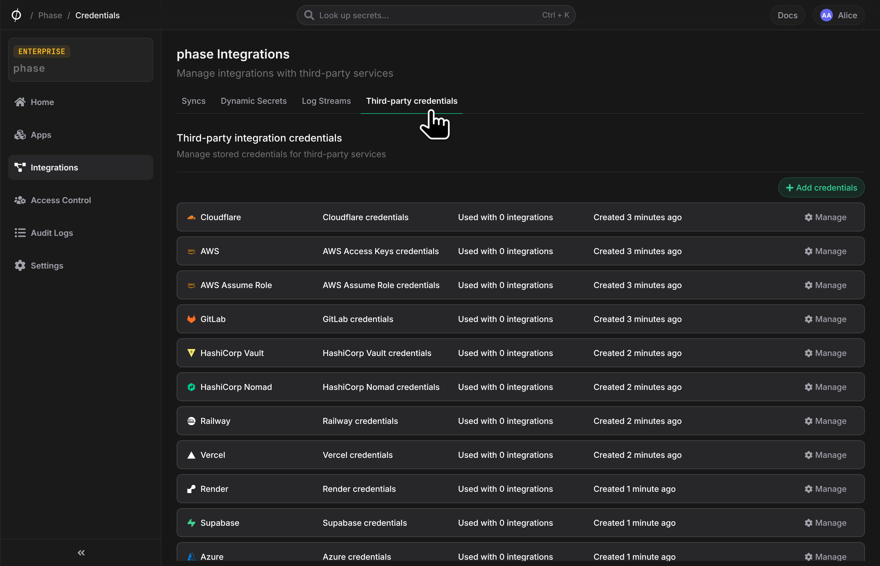Go to integrations