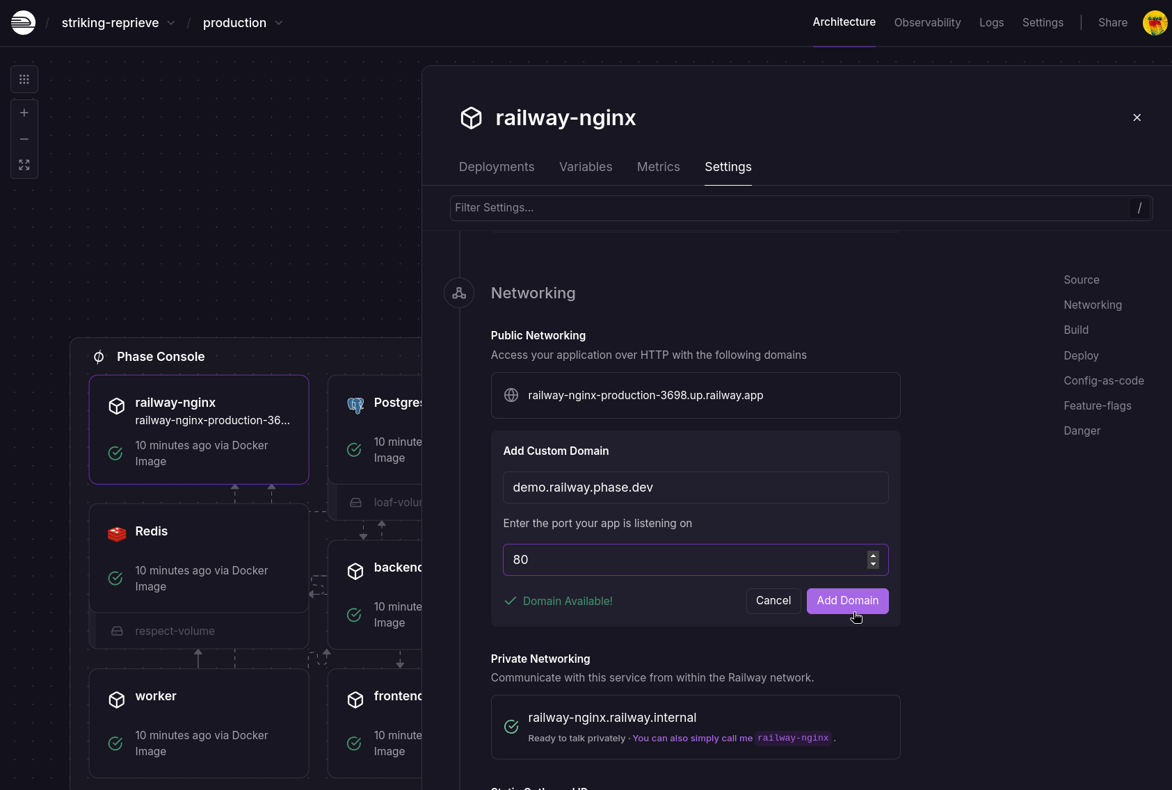 Custom domain and port