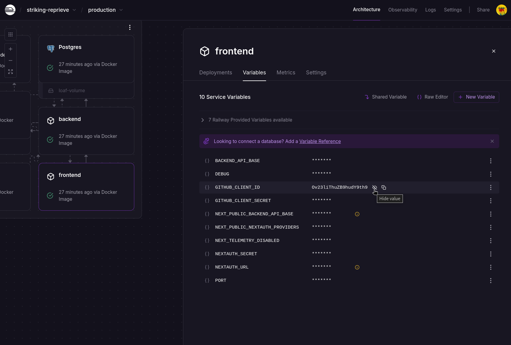 Frontend oauth variables