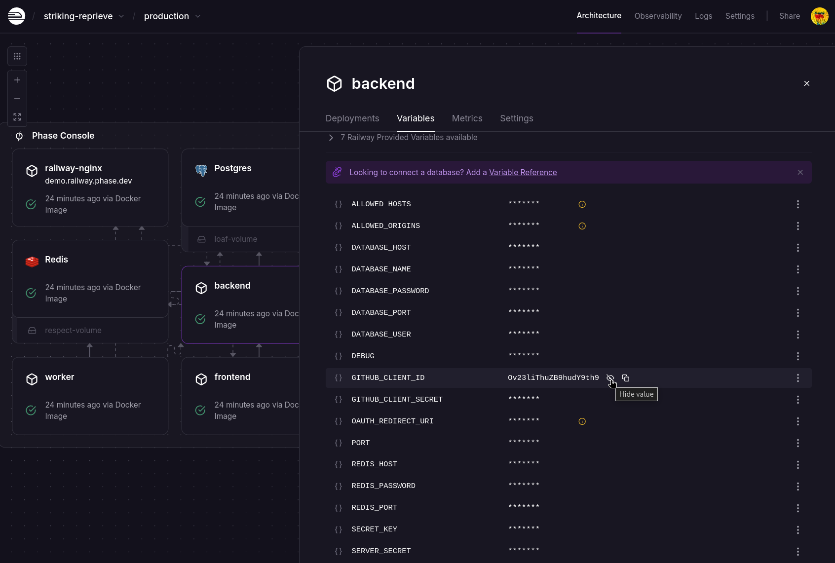 Backend oauth variables